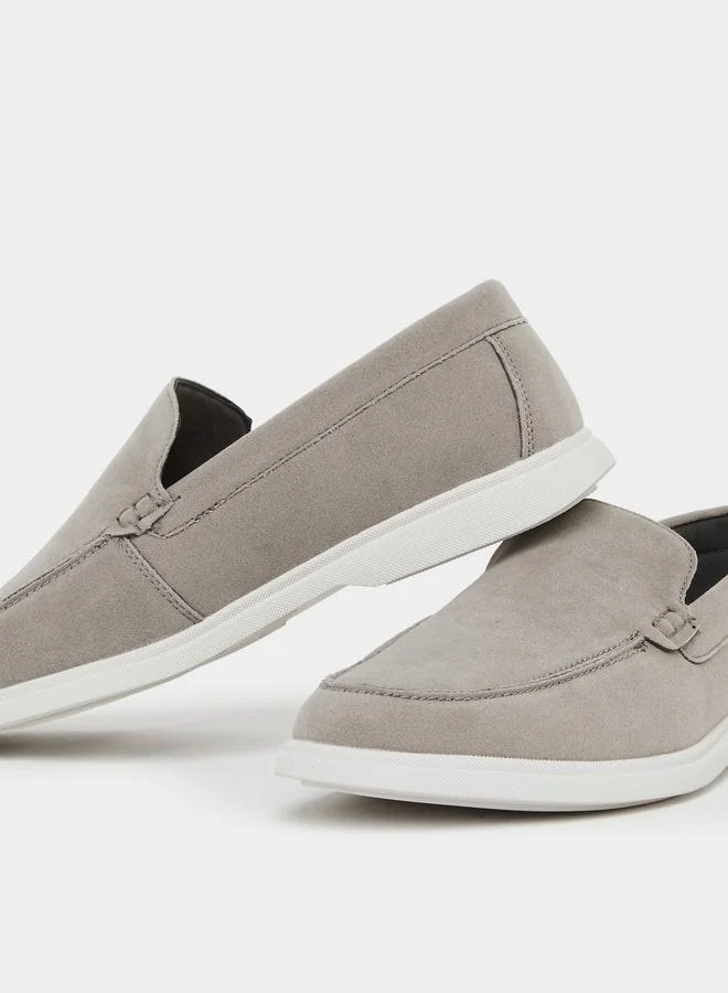 Styli Men Grey Faux Suede Casual Loafers